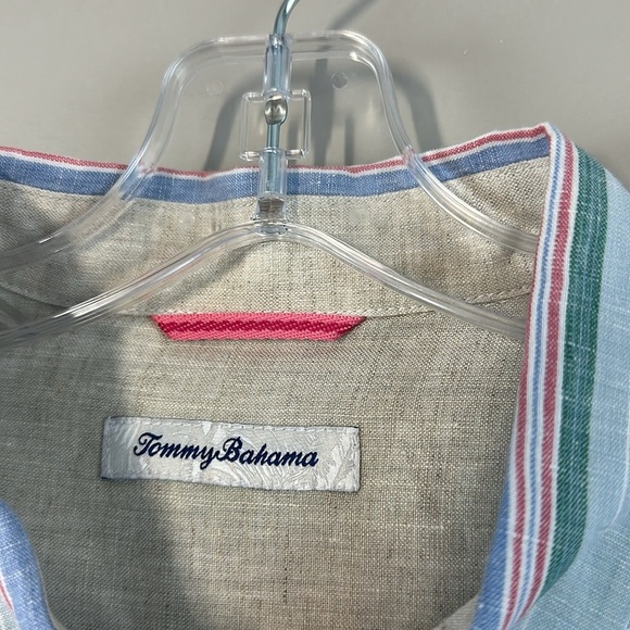 Tommy Bahama Men’s Break Line 100% Linen Striped Button Down Shirt Large Beachy - Picture 10 of 14